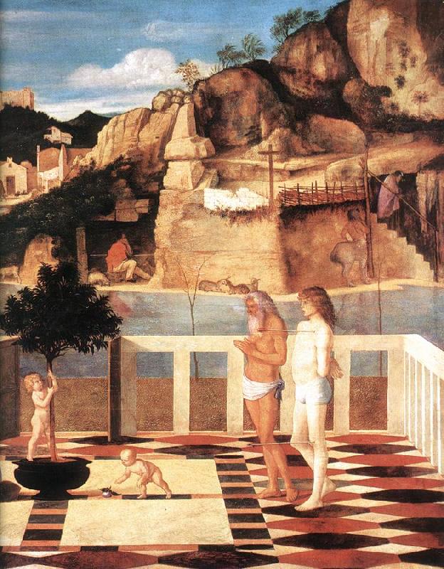BELLINI, Giovanni Sacred Allegory (detail) dfgjik oil painting image